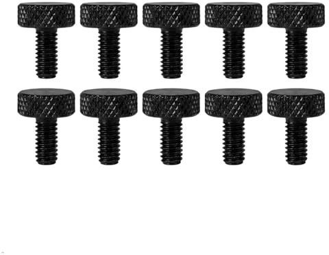 PrecisionGeek Tornillos moleteados M6 de aluminio – Negro – 10 mm de longitud – Juego de 10 unidades