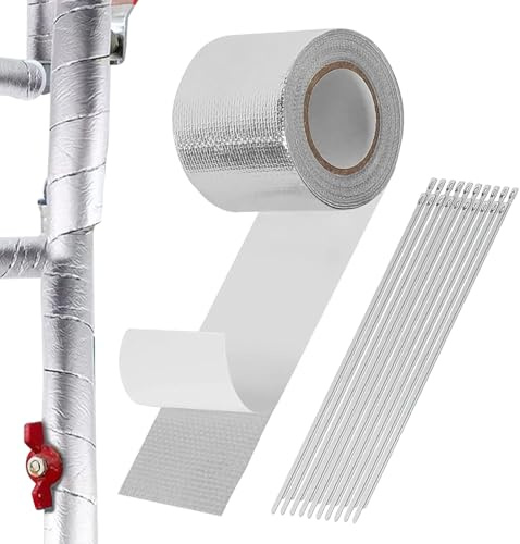 Ruban Thermique pour Échappement,Bande Adhésive Étanche et Isolante pour Tuyaux avec 20 Attaches Acier Inoxydable | Ruban de protection thermique pour échappement,pour Plomberie, Automobile, Motocycle