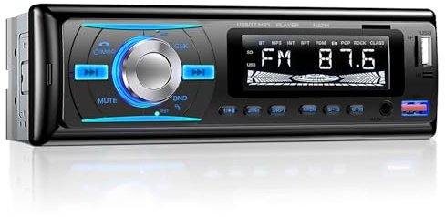 RDS Autoradio Bluetooth 5.0 con Vivavoce, Wistrue Stereo Auto Bluetooth con 2 USB/AUX/SD,Autoradio 1 DIN Supporta Lettore MP3/WMA/WAV, Compatibile con iOS e Android