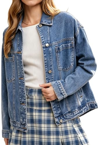 Dam nödställda jean-jackor långärmad denimjacka trendig