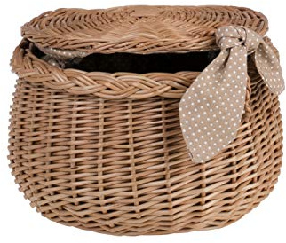 e-wicker24 Boîte à bijoux en osier, panier rond, boite rangement, cadeau en osier (Naturel_2)