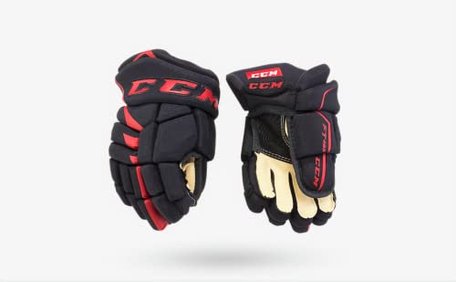 CCM JetSpeed 485 - Guanti da hockey su ghiaccio da bambino, colore: Nero/Rosso