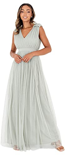 Maya Deluxe Maya Berry Embellished Halter Neck Maxi Dress Robe de Demoiselle d'honneur, Lys vert., 42