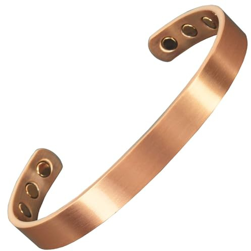 Pure Copper Magnetic Bracelet Men Women Copper Bangle Cuff 6 Neodymium Magnets Unisex Adjustable-CSL (M: Wrist 16.5–19.5cm/6.3–7.7”)