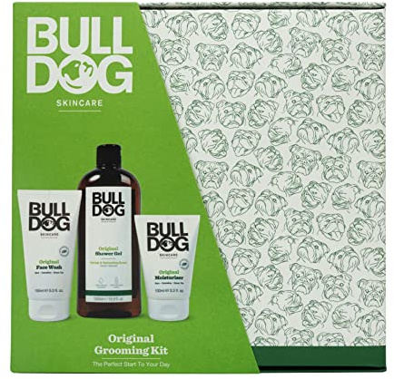Bulldog Skincare - Original Grooming Kit, Gift Set for Men (x1 Moisturiser 100ml, x1 Face Wash 150ml, Shower Gel 500ml), Mixed
