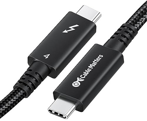 Cable Matters [Intel-zertifiziert] 40 Gbps Braided Active Thunderbolt 4 Kabel 2m, mit 100W Ladeleistung / 8K Video – vollständig kompatibel mit Thunderbolt 3, USB 4 / USB4 / USBC-Port