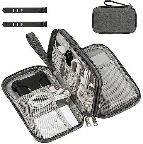 OdiuK Kabeltasche, Elektronische Tasche Universal Kabelorganizer Tasche, Tragbare Reisekabel Wasserdicht Doppelschicht Reise Elektronik Zubehör Taschen für Handy Ladekabel USB Powerbank (Grau)