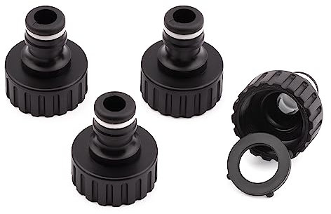 Mivos Lot de 4 raccords de robinet pour robinets avec filetage extérieur BSP 3/4 (26,4 mm) - Adaptateur de robinet avec raccord rapide pour tuyau d'arrosage - Fabriqué en plastique recyclé à 90%