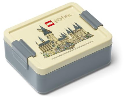 LEGO Lunch Box - Iconic Harry Potter Hogwarts Design, Durable & Fun for Kids, Beige & Grey, Dishwasher Safe, Perfect for Meal Prep, Snacks and Travel