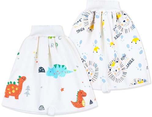 MOEMOE BABY Mutandine di apprendimento, Pantaloni per pannolini, Pantaloni da Allenamento Impermeabili, Notturna Pantaloni per Bambini, 2 Confezioni, colore Leone+dinosauro, 1-4 anni