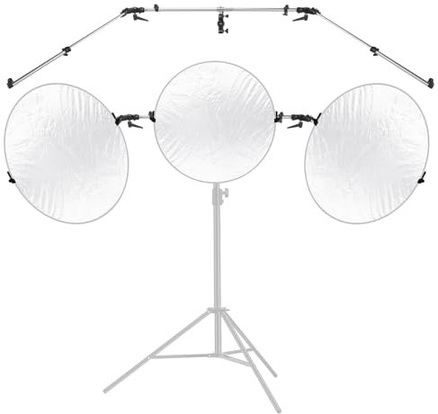 NEEWER Trireflektor halter Mount für Fotostativ, 108cm Teleskop Dreifach Reflektor Halterung, Ausziehbarer Galgenarm Querstange, 180° Neigung für zusammenklappbaren Reflektor Ständer im Freien, ST-RF3