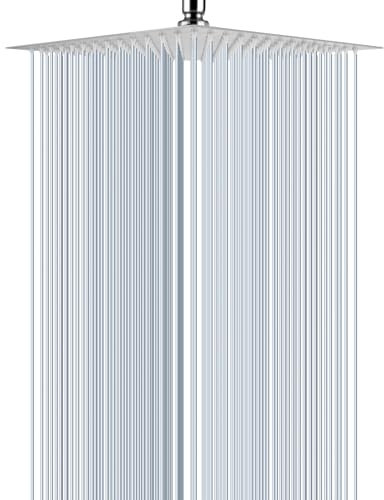 ILIKEPOW Rain Shower Head 12 inch Square Large Rainfall Overhead Fixed Shower Head, 304 Stainless Steel, Chrome