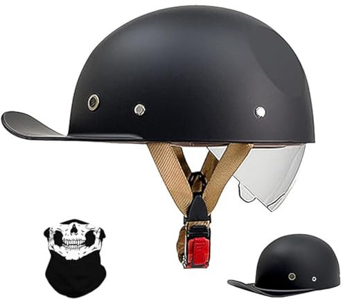 Halbschalenhelm Baseball Cap Vintage Motorradhelm Scooter Helm Herren Damen Retro Halbhelm ECE-Zulassung Motorrad Halbhelme B,XL61-62CM