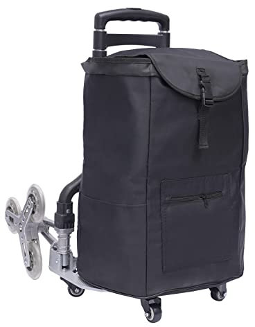 PurpleMinder Chariot de Courses Monte-Escaliers, Diable Pliable Jusqu'à 75 kg – Diable pour Escaliers Pliable avec Poignée Télescopique Extra-Longue de 100 cm, Sac en Toile Imperméable