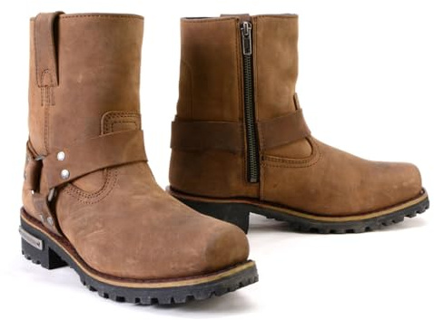 Milwaukee Leather MBL9353 Women’s Crazy Horse Brown Leather Motorcycle Rider Short Harness Boots - 8
