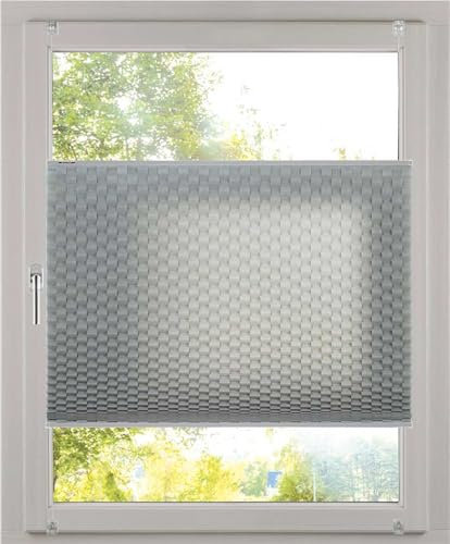 K-Home Klemmfix Plissee 3D-Effekt Grau 85 x 130 cm