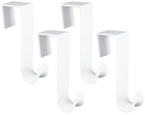 Giantree 4 Stück Türhaken Zum Einhängen, Türgarderobenhaken Kleiderhaken aus Kunststoff Türhaken Weiß kleiderhaken Tür Türhakenleiste Hakenleiste für Küche Badezimmer Schranktür