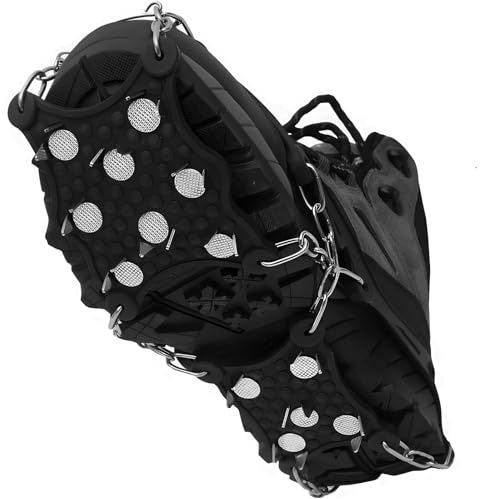 HOSLAFON Crampones, Clavos Antideslizantes para Zapatos Crampones Tacos para Hielo Ligeros y Tacos de Agarre para Nieve Tracción para Caminar en Invierno