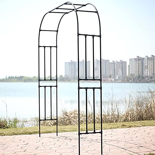 Arco de hierro forjado para plantas trepadoras, marco de soporte de vid de rosas, decoración de jardín al aire libre para césped, patio, terraza, blanco, 150 cm, negro (240 cm)