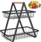 Corbeille à Fruits, Panier a Fruit 2 Niveaux, Support pour Comptoir de Cuisine, Acier Amovible Panier de Legumes Organisateur, Corbeille Fruit pour Légumes Fruits Collations à la Maison Cuisine