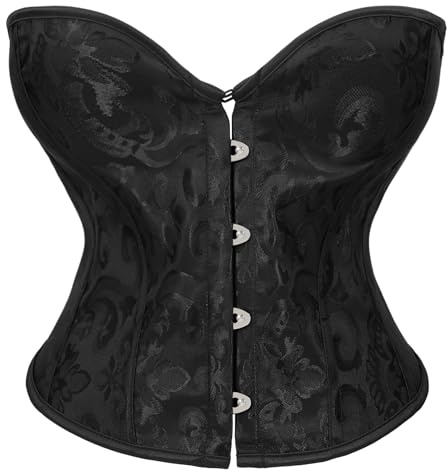 VONMELLI Corsetto Donna Sexy Bustier Corsetto Top Lace Up Overbust Shapewear Lingerie Costume Cosplay per Halloween, Carnevale e Feste Nero XL