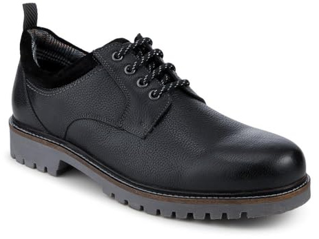 Chunky Leather Casual Lace Up Shoes - Black Size 9