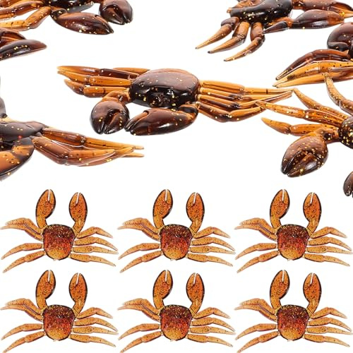 DECHOUS 10 pièces Appâts Artificiels Crabe Réalistes pour Eau Douce et Salée Leurres Souples Résistants et Réutilisables Équipements pour Carnassiers et Bar