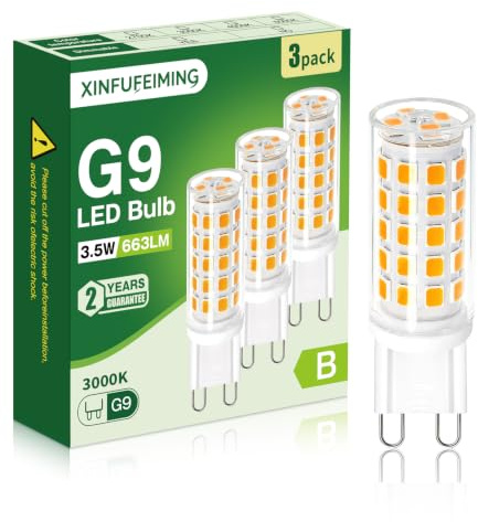 G9 LED Lampen Warmweiß 3.5W 663LM Energieeffizienz der Klasse B Ersatz für 30W 40W 50W Halogenlampe G9 LED Glühbirne Leuchtmittel Nicht dimmbar Kein Flimmern AC 220-240V 3 Stück (Warmweiss, 3 Stück)