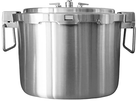Buffalo 37 Quart Stainless Steel Pressure Cooker Extra Large Canning Pot with Rack and Lid for Commercial Use - Easy to Clean Stove Top Pressure Canner, Can Cooker - Safety Goods Certificate QCP435