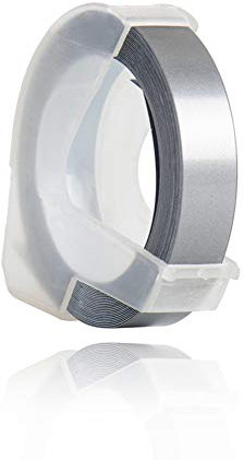 Kompatibel etiketttejp plast 3D-präglingstejp ersättning för Dymo Label Maker LabelManager 1610, organisatör Xpress Pro (9 mm, silver)