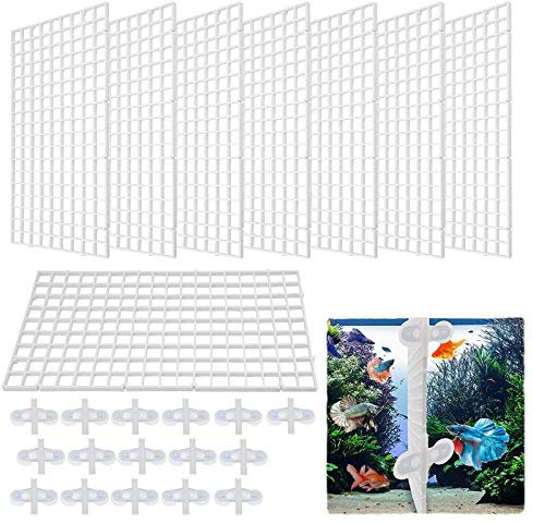 XianzhanEU 8-teiliges Aquariumteiler, weiß, Kunststoff, Netz, Trennwand für Aquarium, mit 16 Saugnäpfen, zum Aufziehen verschiedener Fische