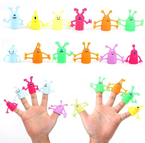 Mini-Gummi-Fingerpuppen, kleine Cartoon-Tier-Fingerspielzeug, Stressabbau, Angstspielzeug für Kinder und Erwachsene, für Weihnachten, Ostern, Party, Aktivitäten, Korbfüller, 12 Stück