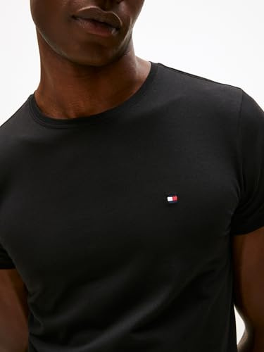 Tommy Hilfiger Uomo T-Shirt Maniche Corte Core Stretch Slim Fit, Nero (Black), XL