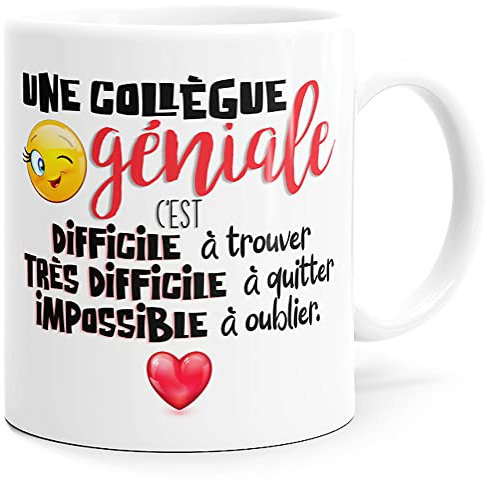 Mug Collègue Géniale Femme Tasse Message Humour Drôle Amitié. Idée Cadeau Original Départ en Retraite Pot Mutation Travail Bureau Amie Homme pour Anniversaire Noël Céramique.
