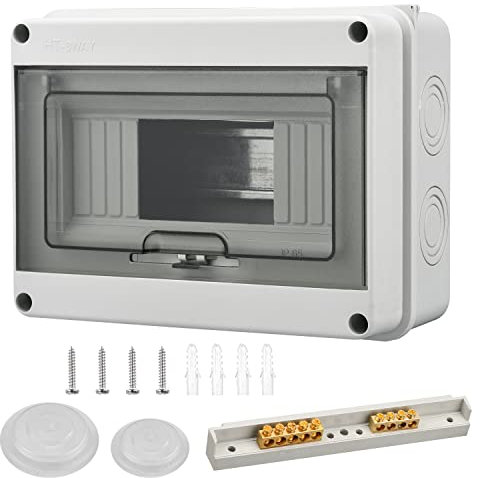 Waterproof Verteilerkasten Aufputz, IP65 Waterproof Sicherungskasten Aufputz, Unterverteilung Aufputz, Stromkasten Außenbereich, für Garten, Fabrik, Außerhalb der Mauer, Feuchtraum, mit Zubehör
