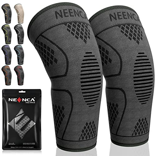 NEENCA Knee Braces for Knee Pain -2 Pack Knee Sleeves for Knee Pain Set, Knee Brace Compression Sleeves, Knee Support for Sports, Running, Meniscus Tear, ACL, PCL, Women & Men...