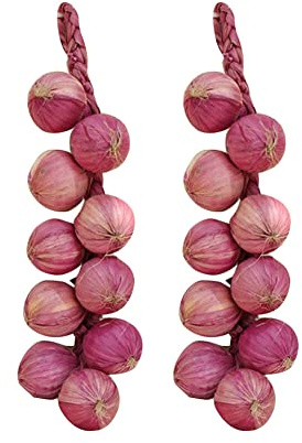 URFEDA Falso Cipolla Artificiali Catene di Verdure Appeso Ortaggi Artificiali Accessori Simulazione Realistica Cipolla Finta Verdure Arredamento per La Cucina Giardino Casa Festival Decor Photo Prop