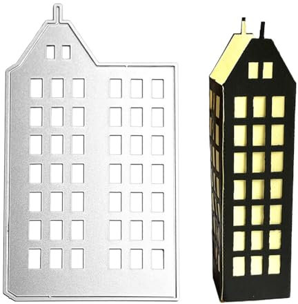 Maison Matrice de Découpe en Metal 3D Maison Gabarit de Gaufrage Boîtes d'emballage Pochoirs de Découpe Scrapbooking Cutting Die pour Festival Cadeau Ornement Abat-jour Décoration de Bureau