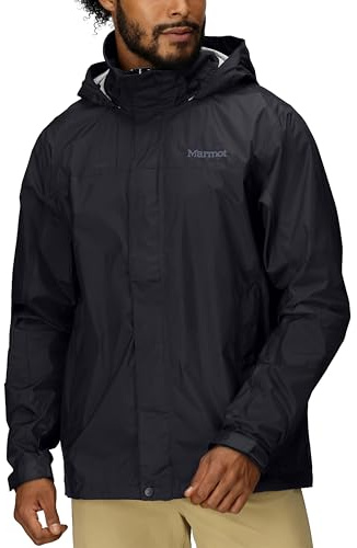 MARMOT Men's PreCip Eco Lightweight & Waterproof Rain Jacket, Black - Latest Collection, Large