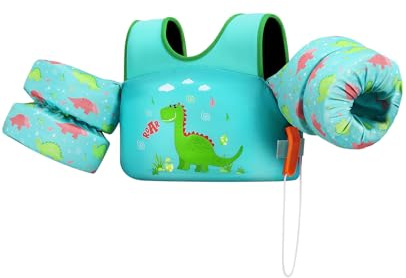 HeySplash Swim Vest for Kids, Toddler Pool Floaties Fit 33-66 Lbs, Children Swimming Vest with Adjustable Strap, Swim Jacket Water Wing Arm Float, Puddle Beach Boat Jumper Boy Girl,Dinosaur