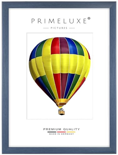 PrimeLuxe Cornice portafoto in legno 60 x 85 cm (misura dell'immagine) in blu ardesia, colore e dimensioni a scelta, cornice per poster, puzzle, collage di foto, made in Germany