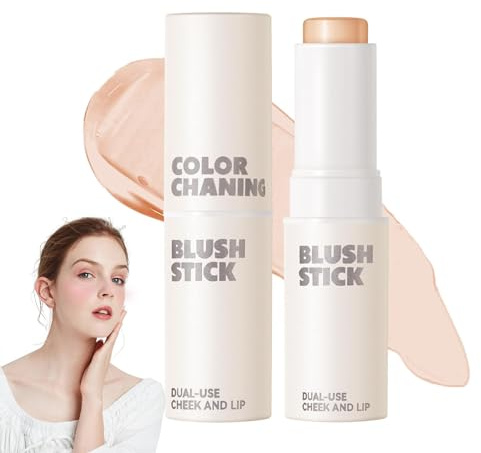 Palo de rubor decolorado ph, rubor transparente pH temperatura decoloración rubor crema rosa decolorado, tiras de rubor decoloradas, rubor decolorado para el maquillaje de mejillas (1pcs)