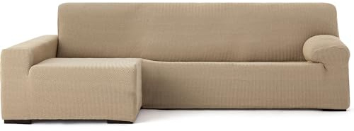 ECOMMERC3 | Copridivano Chaiselongue Braccio Lungo Sinistra Super Elastico Bielastico - Copridivano Chaiselong Colore Beige con Schiume di Tenuta e Gomme di Valida Regolazione Destra o Sinistra