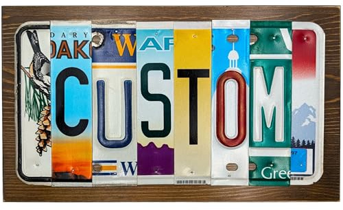 Farm and Posh Personalized License Plate Letter Sign - Real Cut License Plates to Spell Out Your Words - Personalized Decor for Home, Office, or Unique Gifts - Vintage Style Wall Art