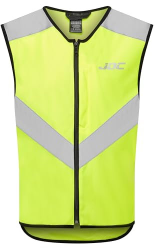 JDC Gilet da Moto Alta visibilità Catarifrangente con Zip Hi Vis Sicurezza Riflettente Giallo - Axis - Giallo - M
