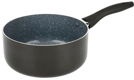 Crealys 529581 - Casseruola in alluminio AUTAN Ø 20 cm H 9 cm – Rivestimento antiaderente sano in ceramica effetto pietra – Colore grigio – Manico termoresistente in silicone – Tutti i fornelli