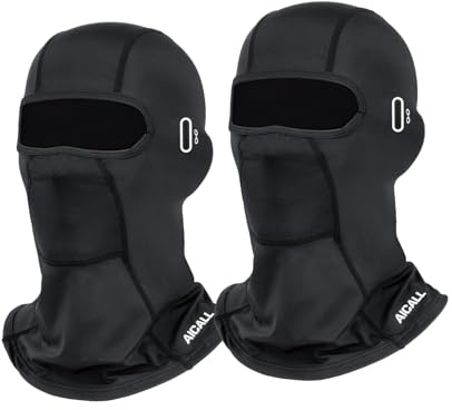 Aicall 2 Pieces Balaclava Ski Mask Quick Drying Summer Cooling UV Protector Breathable Face Mask Motorcycle Outdoor Gear for Men Women(Black)