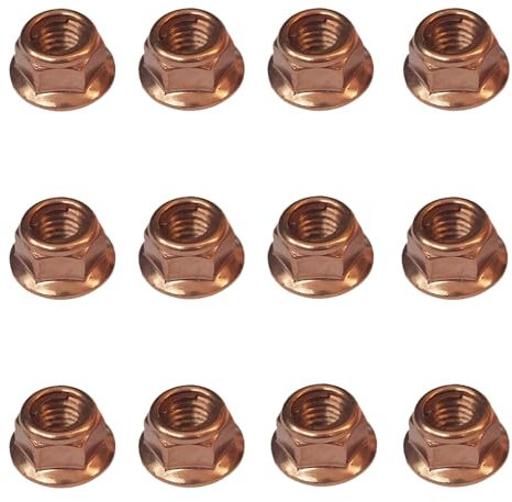 12 PCS Car Exhaust Manifold Nuts Plated M8 Hex Self Locking Nut Durable Head Copper Nut for BMW E30 3 Series