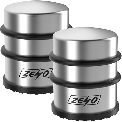 ZENO Door Stop 2 Pack | Door Stopper | Stainless Steel Door Stoppers for Floor | Door Stopper with Anti Slip Base | Protect Your Doors & Walls | Weighted Door Stop | Chrome