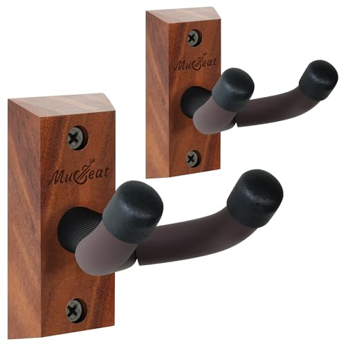 Musbeat Ukulele Wandhalterung 2er Set, Schwarz-Walnussholz 45° V-förmiger Ukulele Hänger, Ukulelehalter Aufhängung für Banjo, Mandoline, Ukelele (Konzert, Ananas, Sopran, Tenor & Bariton)